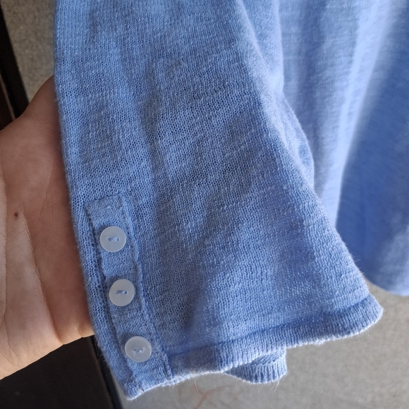 Blue J. Jill Linen Shirt 3/4 Sleeves Lightweight Summer Clean Girl Timeless - Picture 5 of 6